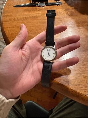 Omega white dial De Ville Quartz Steel